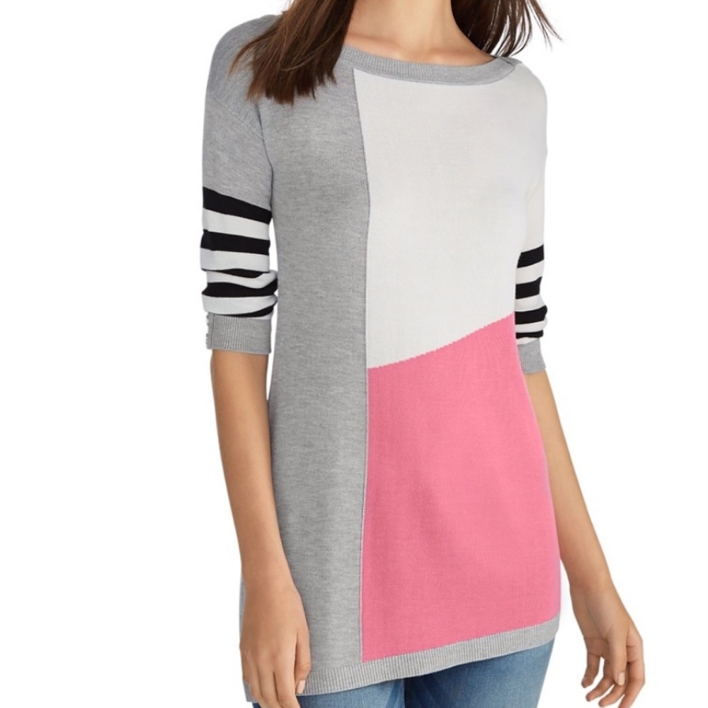 3/4 Sleeve Boatneck Colorblock Pullover Size Small